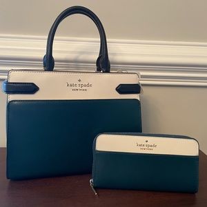 Kate Spade Staci Medium Colorblock Satchel and Matching Large Continental Wallet